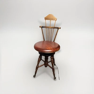 Vintage Antique Swivel Adjusting Seat Piano/Vanity Chair Glass Ball Claw Feet - Image 1 of 4