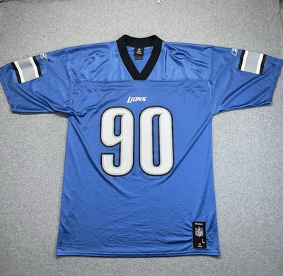 Camiseta deportiva Reebok NFL Lions Suh para hombre grande azul fútbol americano Detroit vintage Foto 1 de 4