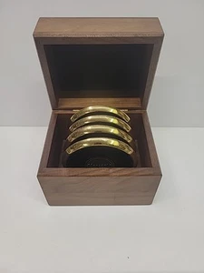 1989 MONSANTO WELTKONFERENZ MESSING KORK UNTERSETZER IN HOLZ GEDENKBOX - Bild 1 von 10