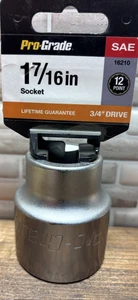 1-7/16" Pro-Grade Standard Socket, 3/4" Drive, 12 Point, 16210, SAE, CR-V, New - Picture 1 of 4