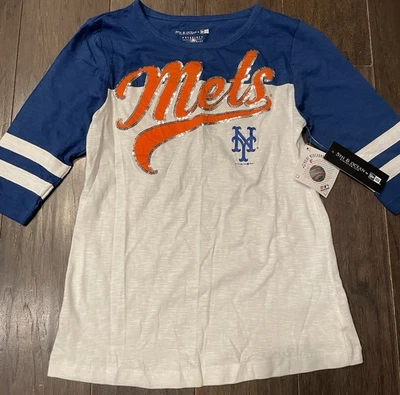 Camiseta manga 3/4 para niñas 5th&Ocean MLB NY Mets 10/12 nueva con etiquetas Foto 1 de 4