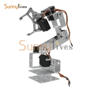 ROT3U 6DOF Aluminium Robot Arm Mechanical Robotic Clamp Claw for Arduino-Silver - Picture 1 of 4