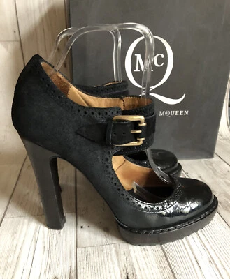 Zapatos McQ Alexander McQueen Start Rite Mary Jane Negros 39 Gamuza Vernice Degrade Foto 1 de 4