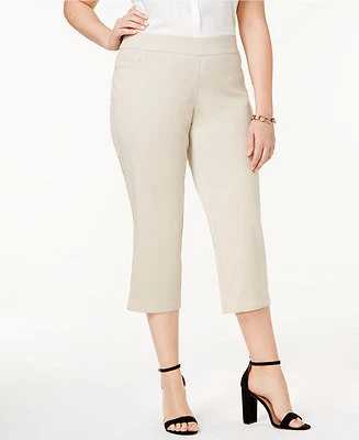 $50 womens LAURA ASHLEY size 10 KHAKI capri pants DUAL CLASP WAIST ZIP FLY - Image 1 of 4