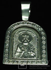 Vintage Silver 925 Icon Zircons Nicholas The Wonderworker Amulet Pendant Jewelry