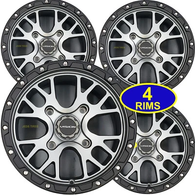 FOUR 15" Aluminum RIMs WHEELs most CAN-AM ATV center caps & Lug Nuts 15x7 4/137 - Изображение 1 из 4