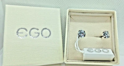 ORECCHINI DONNA ARGENTO 925 EGO ITALIANO ZIRCONI BIANCHI ROTONDI DIAMETRO 7mm - Immagine 1 di 3