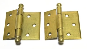 2 MATCHING NATIONAL BRASS FINISH CANNONBALL TIP OFFSET HINGES 2 3/4 X 2 1/2 - Picture 1 of 4