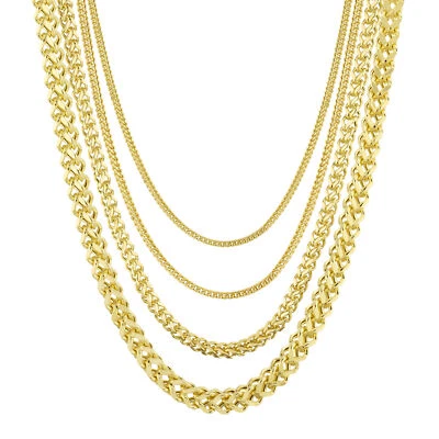 Hollow Franco Chain Necklace Real 10K Gold Bonded 925 - Image 1 of 4
