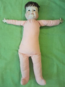 Vintage 3 Gesichter Biskuit/Porzellan Stoffpuppe 22 Zoll - Bild 1 von 21