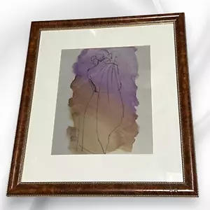 Dreaming Merrie Monarch Drawing Watercolor Art Signed Frame Hawaiian - Picture 1 of 10