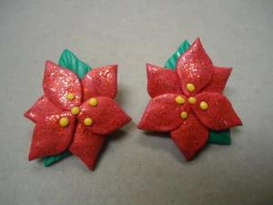 Vintage große glitzernde Harz Weihnachtsstern Blume Weihnachten Winter Urlaub Ohrringe - Bild 1 von 4