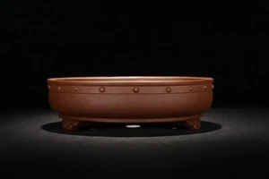 8.3in Chinese Yixing Zisha Clay Pot, Handmade Orchid Bonsai Garden Decor - Picture 1 of 11