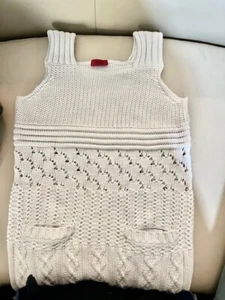 🤍 HUGO BOSS Vintage Weiß Damen Designer Ärmellos Baumwolle Strick Runway Kleid 8 - Bild 1 von 6