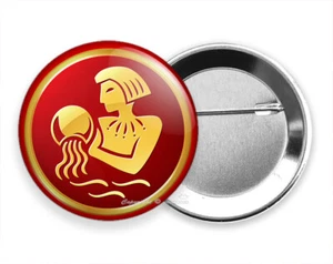 SIGNO ASTROLÓGICO HORÓSCOPO DEL ZODIACO DE ACUARIO SÍMBOLO NUEVO PIN PIN PINBACK BOTÓN IDEA REGALO - Imagen 1 de 1