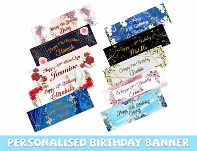 DAILYGIFTS Personalised Floral Design Birthday Banners Kids Party Decoration adult 45