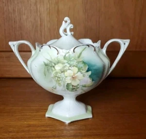 RS Prussia Sugar Bowl Ceramic Porcelain Floral Vintage Marked - As Is - Picture 1 of 5
