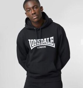 Lonsdale Essentials Logo Hoody Hoodie OTH Mens Black Size UK Large *REF73