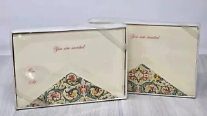 2Vintage Box 10 Crane Florentine Invitation Flat Cards and Lined Envelopes - New - Picture 1 of 3