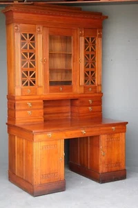 Impressive Art Deco antique bookcase writing desk 1925 Danish Biedermeier bureau - Picture 1 of 16