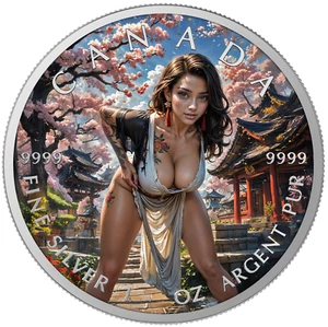 Canada 2025 Cherry Trees Girl Naughty 5 dollars 1 oz silver coin - Imagen 1 de 5