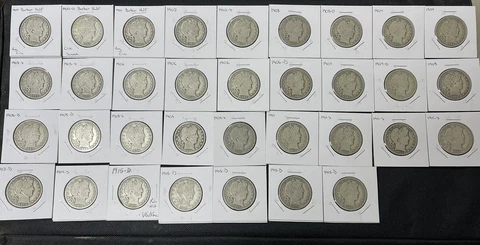 Barber Half Dollar Lot of 34 coins!! Some nicer coins and Better Dates!!!!! Cover