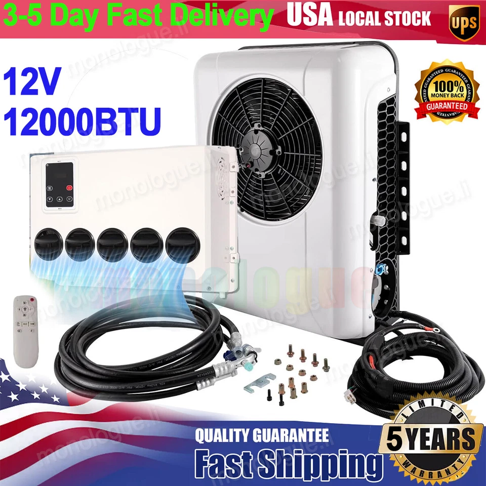 12V Air Conditioner 12000BTU Mini Split DC Low Noise for Semi Trucks Car RV Vans - Image 1 of 4