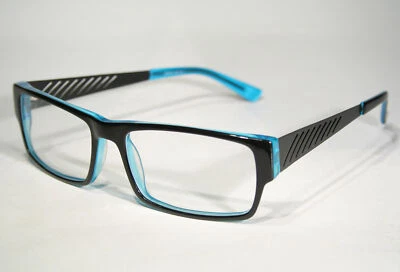 Mediano-Pequeño BLISS EYEWEAR A134F Negro y Azul Borde Grueso Gafas Monturas Foto 1 de 4