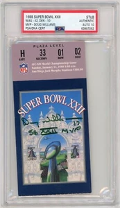 Doug Williams Signed Super Bowl (22) Ticket Stub "SB XXII MVP" PSA GEM MT AUTO - Picture 1 of 2