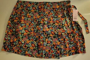 Women's XL Faux Wrap Mini Skirt Wild Fable Multi Color Floral Med New W/ Tags - Picture 1 of 7