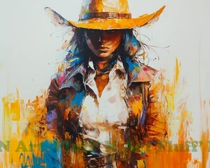 Rainbow Colored Cowgirl AI Digital Image Print 8x10 Museum Paper Ink T35 - Picture 1 of 5