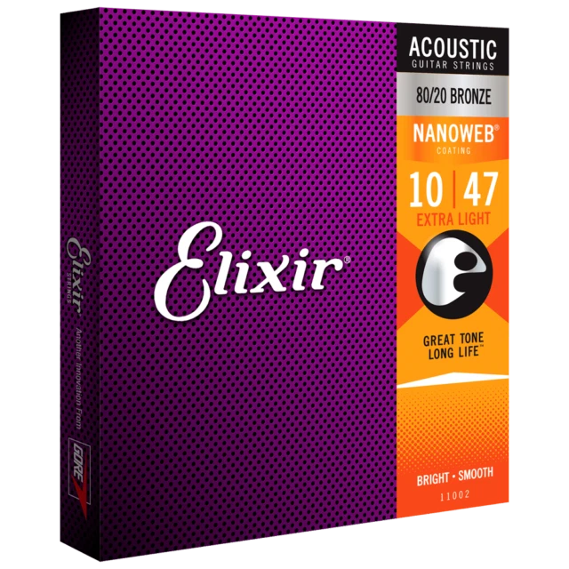 Elixir Strings 11002 Nanoweb 80/20 Bronze Extra Light Acoustic Guitar String - Image 1 of 1