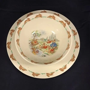 Royal Doulton Bunnykins Childs 6" Bowl And 8" Plate England Bone China - Picture 1 of 5