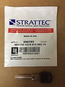 Genuine Strattec OEM GM Double Sided Vats #15 Ignition Key Blank 26038367 596785 - Bild 1 von 2