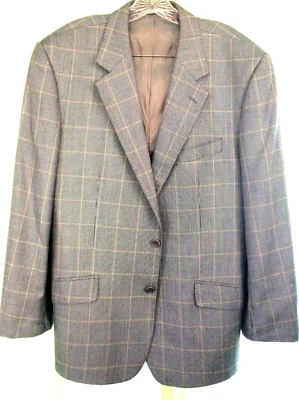 PARA HOMBRES TALLA 44 R E. THOMAS ABRIGO TRAJE CHAQUETA LISO Cuadros Gris Lana Seda Foto 1 de 4