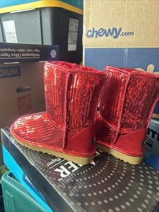 UGG Australia Vintage Red Shinny Boots New Size 9 - Picture 1 of 11