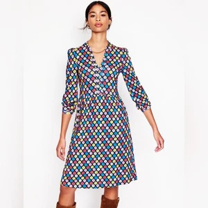 Boden Naomi Relaxed Jersey Dress Long Sleeve Multicolor Pop Daisy US 2 - Picture 1 of 10