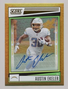 AUSTIN EKELER 2022 PANINI SCORE GOLD ZONE AUTO #39/50 CHARGERS/COMMANDERS #137 - Picture 1 of 2