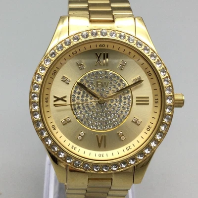 Reloj JBW Mujer Grande 39mm Tono Dorado Acero Inoxidable Cristales 50M Batería Nueva 6.75" Foto 1 de 4