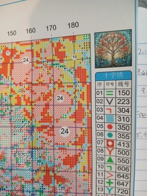 Vidrieras de punto de cruz estampadas Árbol de la vida 14ct 40x40cm 35 colores hágalo usted mismo artesanía Foto 1 de 4