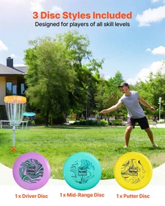  Disc Golf Set, 3er Pack Disc Golf Starterset, Anfänger Fly Discs für Full-Bo - Bild 1 von 10