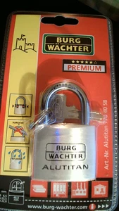 Candado Burg Wachter Alutitan 770 40 SB. 40mm. 2 llaves. Doble atornillado. ¡Correo rápido! - Imagen 1 de 4