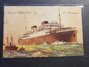 Ship MV BRITANNIC, Cunard White Star Line Naval Cover 1935 Postcard IRELAND - Picture 1 of 2