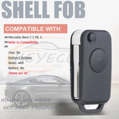 HU64 para Mercedes Benz C E ML S Smart Remote Key Shell Case 1 botón hoja en blanco Foto 1 de 4