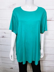 Camiseta J Jill Mujer Pima Cuello Redondo Cola Camisa Talla 3X Verde Manga Corta - Imagen 1 de 10