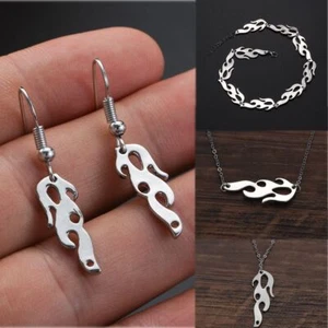 Jewelry Accessories Wave Sun Choker Fire Flame Necklace Hook Earrings Bracelet - Picture 1 of 12