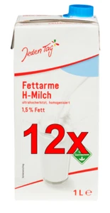 Jeden Tag, fettarme H-Milch, 1,5 %, 12 x 1Liter - Bild 1 von 1
