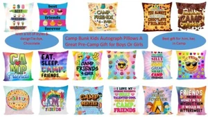 Camp Bunk Kids Autograph Pillows A Great Pre-Camp Gift for Boys Or Girls - Picture 1 of 38