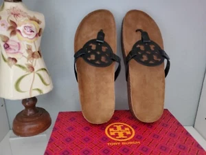 Tory Burch MILLER CLOUD Patent Leather Cork Black  Size 7 (New in Box) - Picture 1 of 6