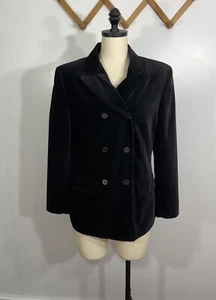 Gap Blazer Jacket Black Pea Coat Velvet 6 - Picture 1 of 7
